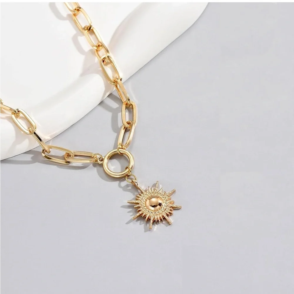 Anthropologie Gold Sunburst Necklace